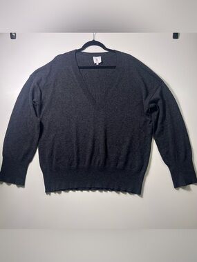 Goop G. Label GWYN 100% Cashmere “The Boyfriend” V-Neck Sweater Gray - Large